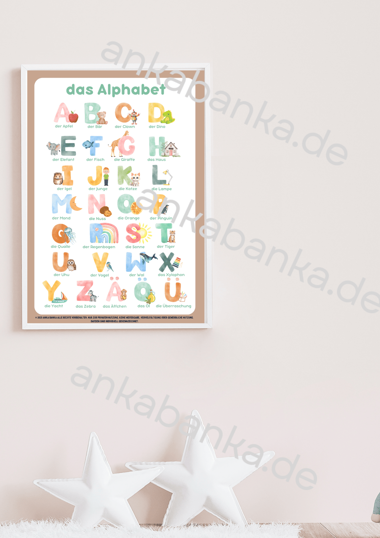 Digitales Poster „das Alphabet (A–Z + Ä, Ö, Ü)“