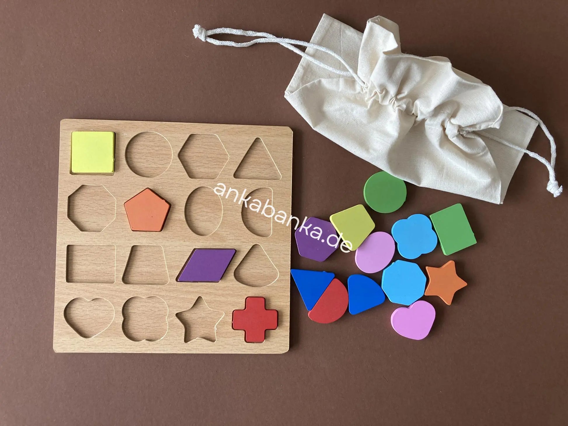 Montessori 3 Puzzle Set mit Formen und Baumwolltüte , Ankabanka