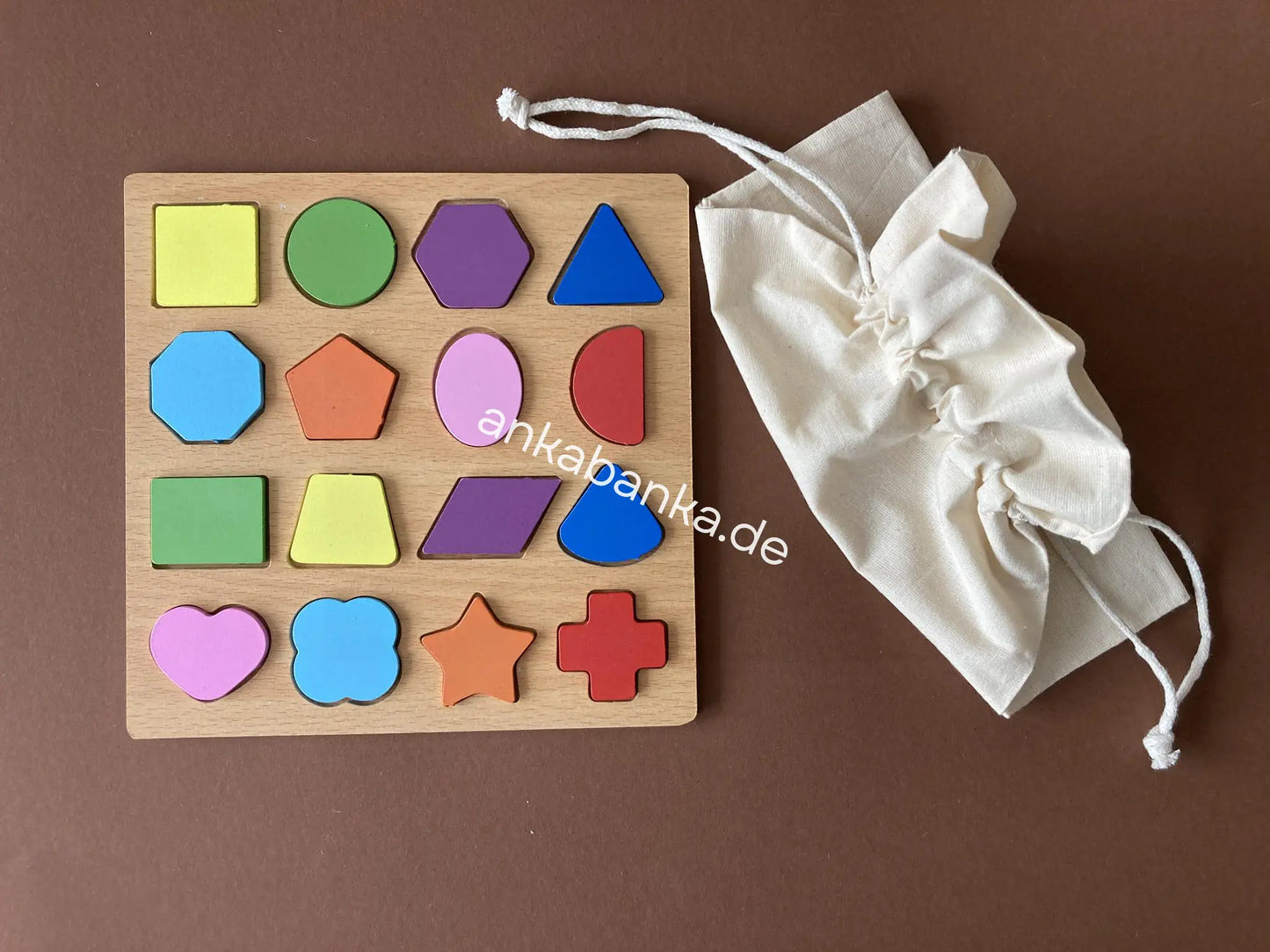 Montessori Puzzle Set mit  16 Formen, Ankabanka