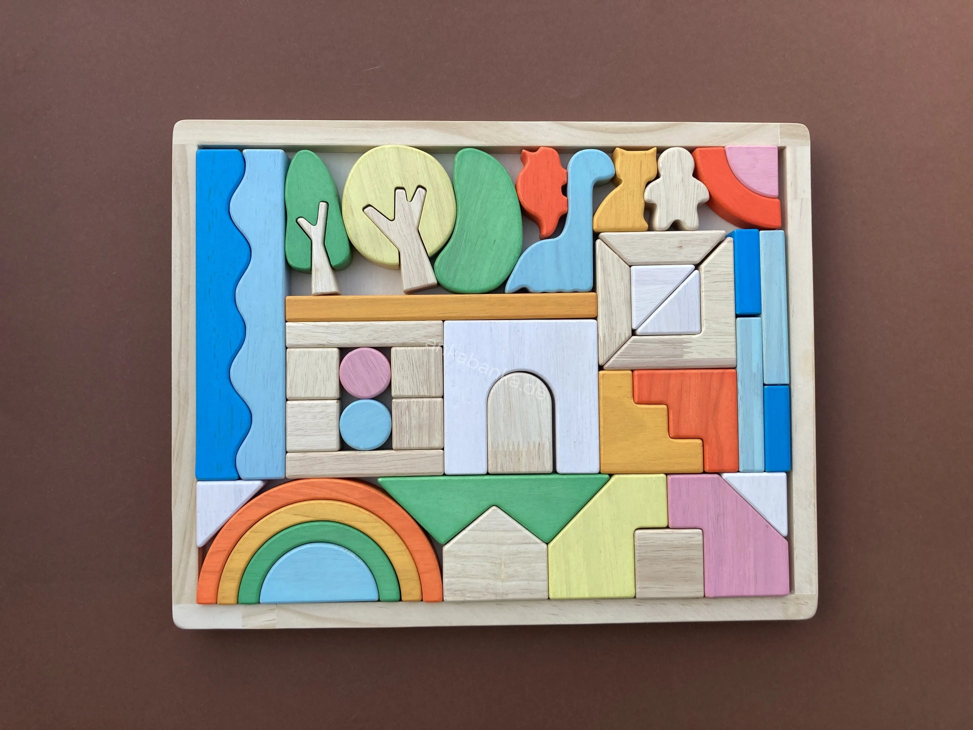 Montessori Bausteine Set Didier aus Holz, Holztablett Ankabanka