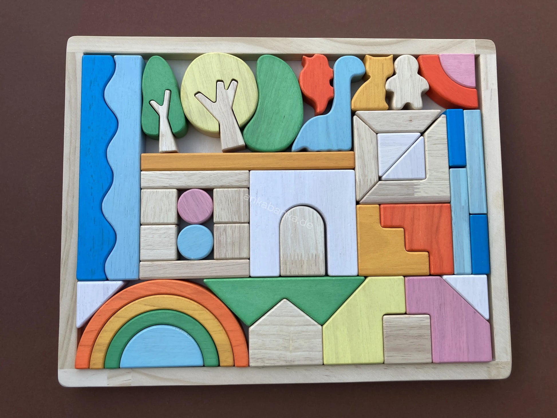 Montessori Bausteine Set Didier aus Holz, Holztablett Ankabanka 2