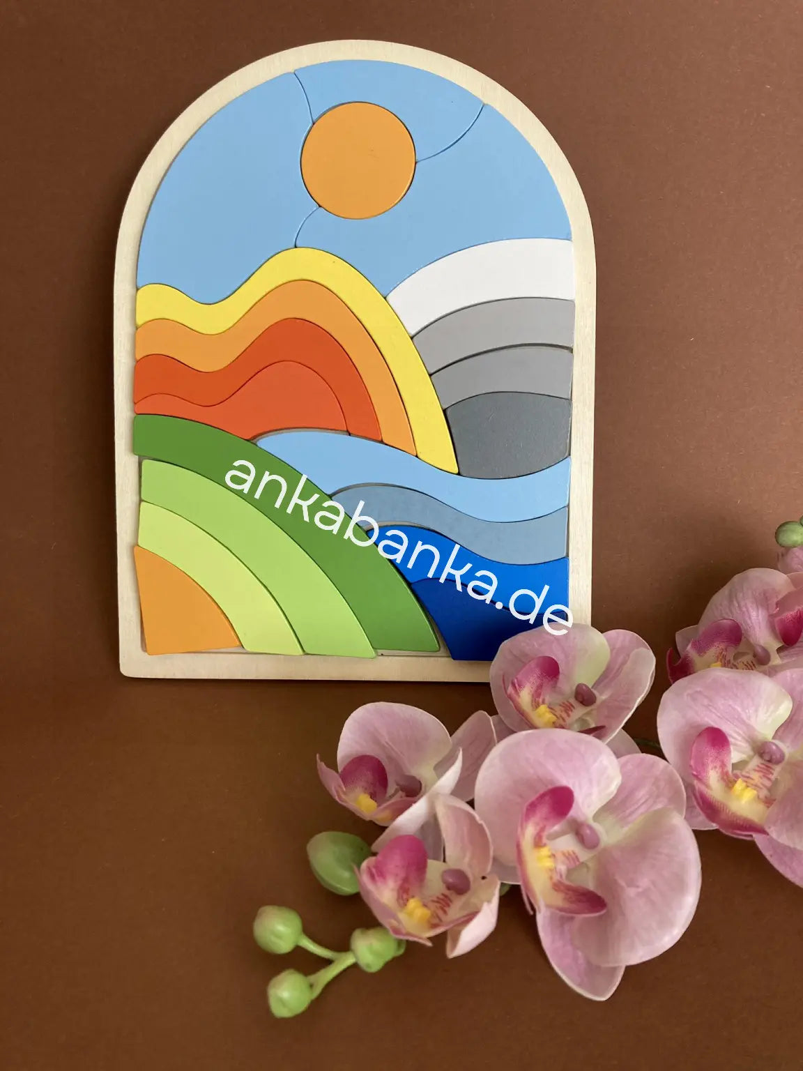 Montessori Deko Puzzle mit Berg und See Bunt für kinder ab 3 Geschenk