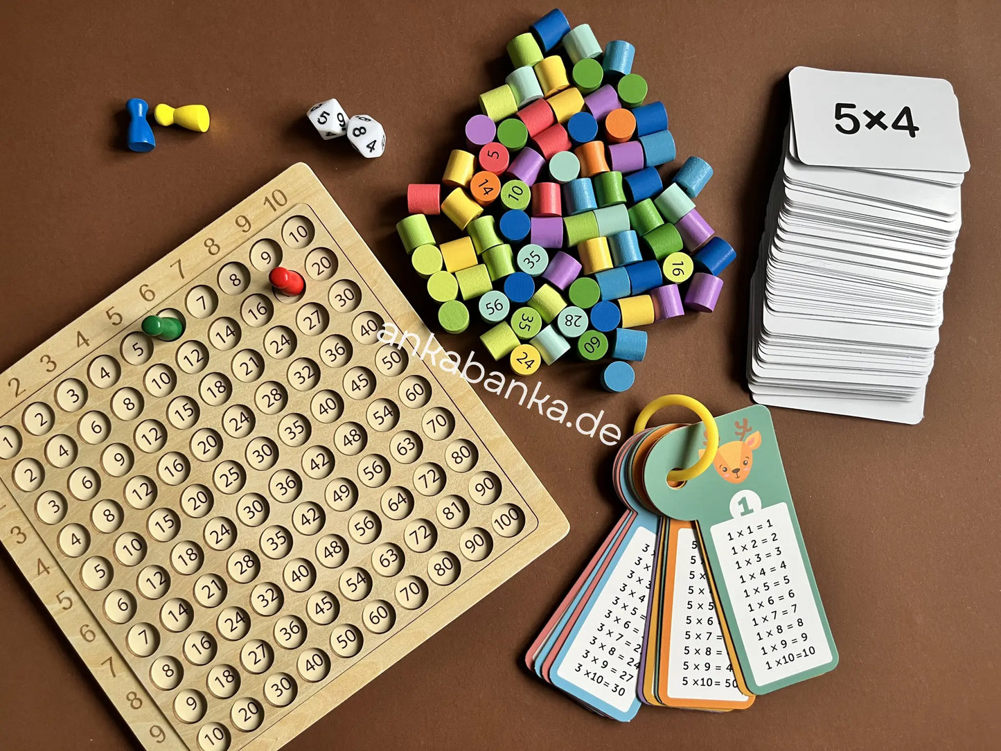 Montessori Einmaleins Spiel mit Anleitung anka banka mit Hilfe