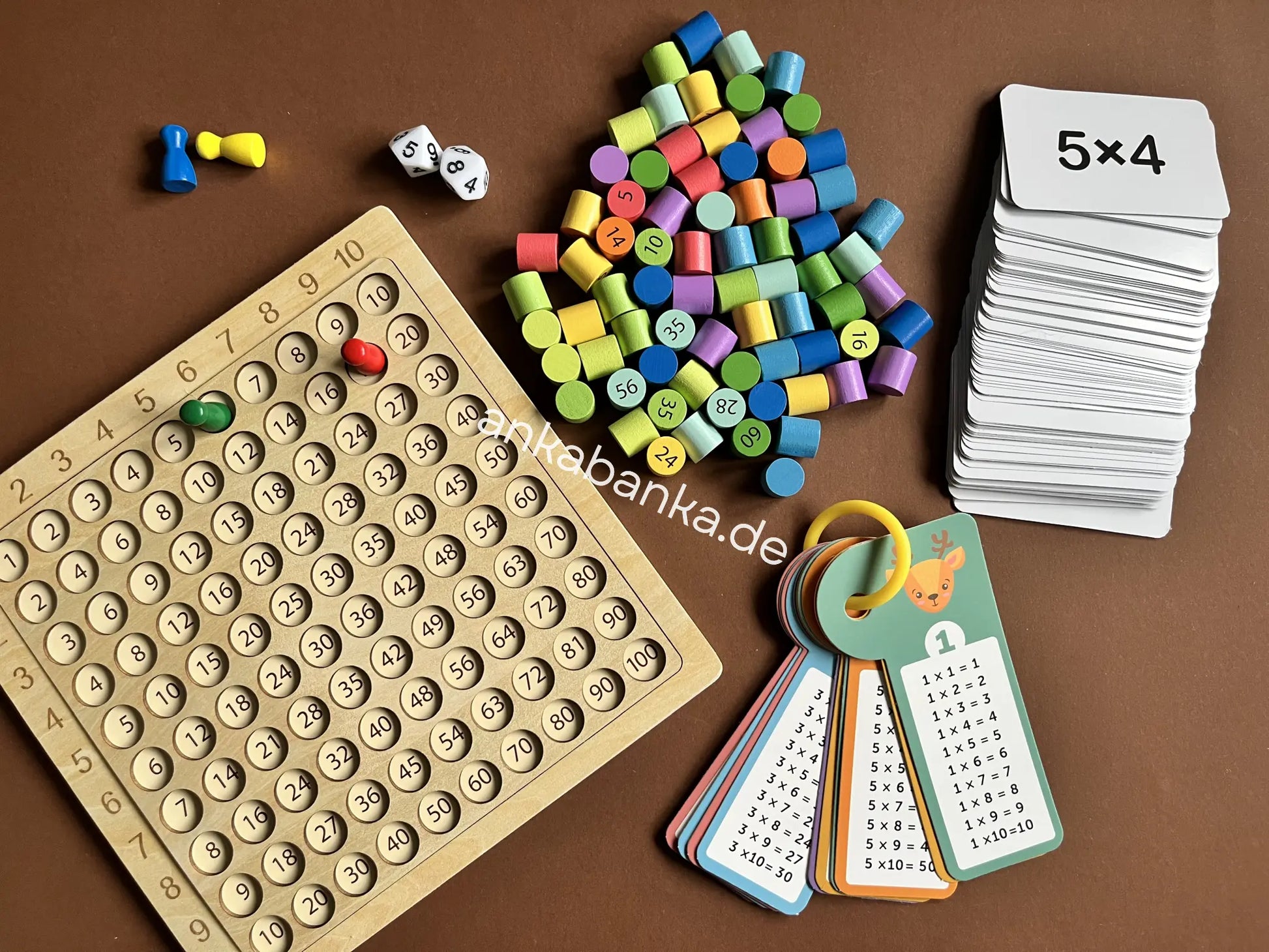 Montessori Einmaleins Spiel mit Anleitung anka banka mit Hilfe