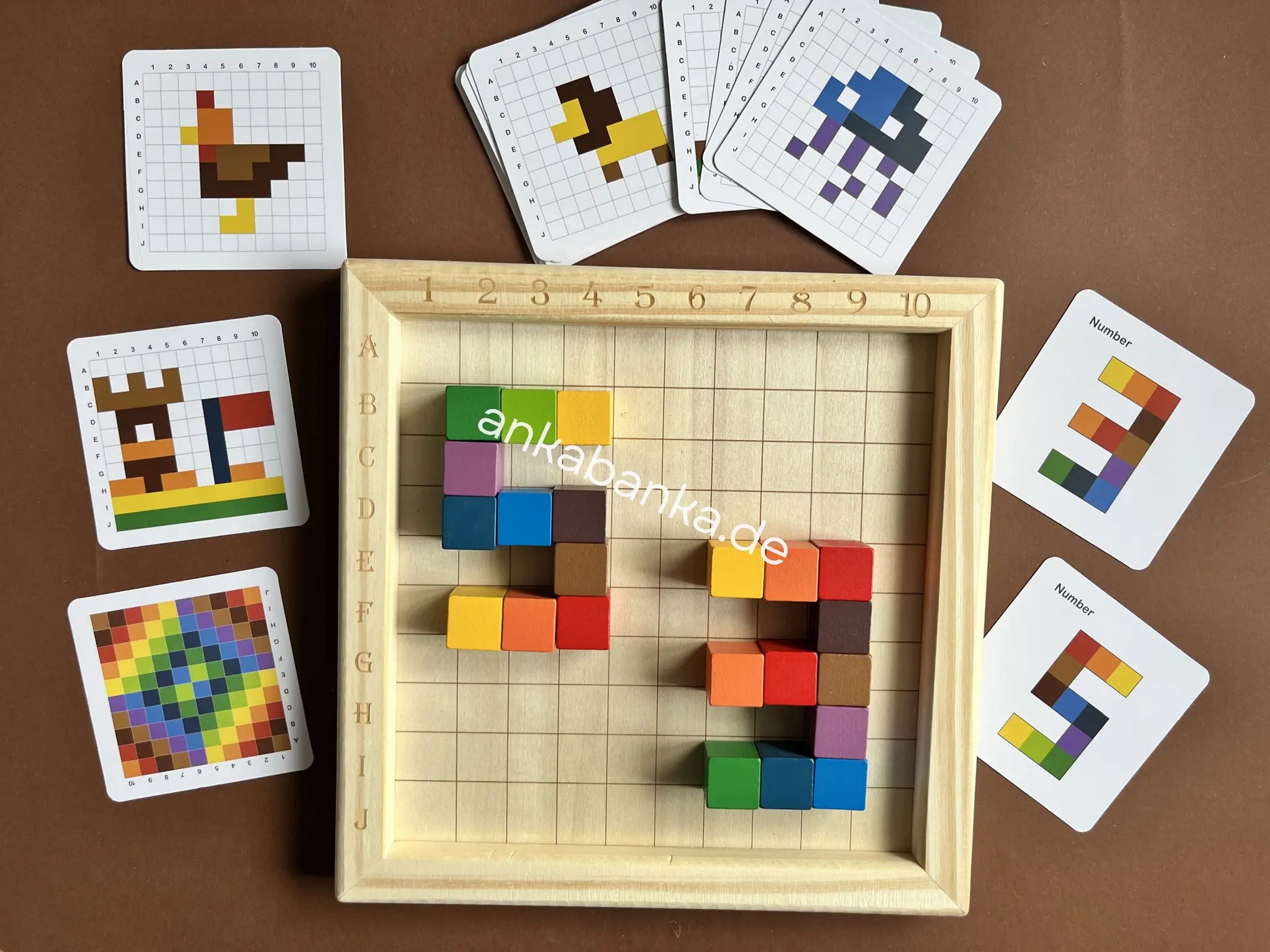 Montessori Pixel Matrix Puzzle Anka Banka mit Zahlen