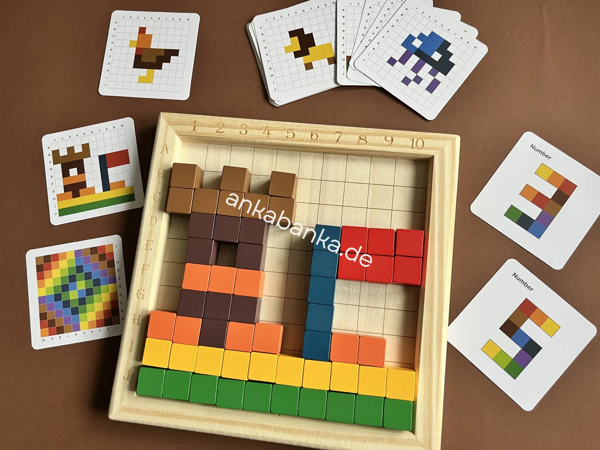 Montessori Pixel Matrix Puzzle Anka Banka mit ein Turm