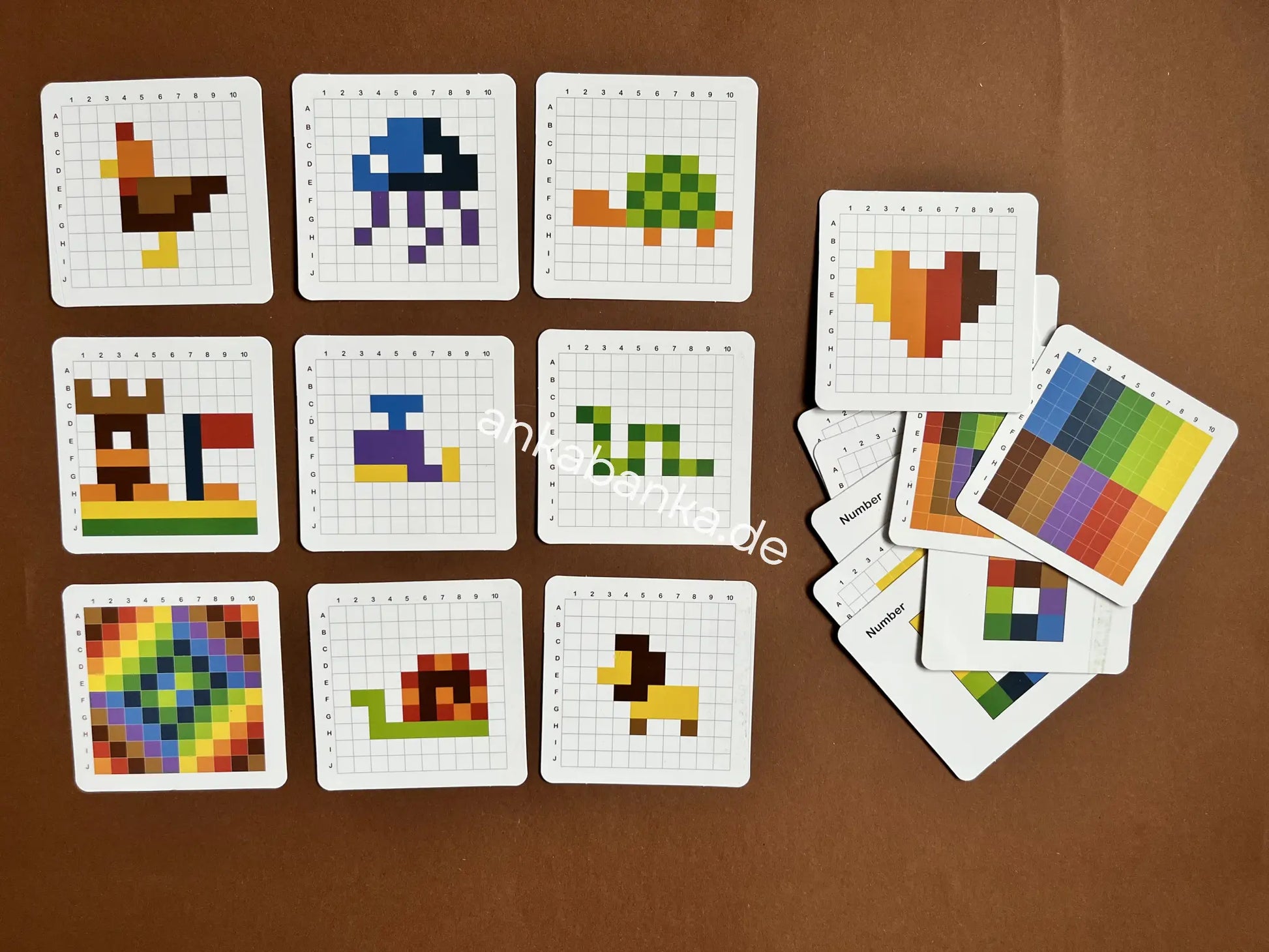 Montessori Pixel Matrix Puzzle Anka Banka die Karten