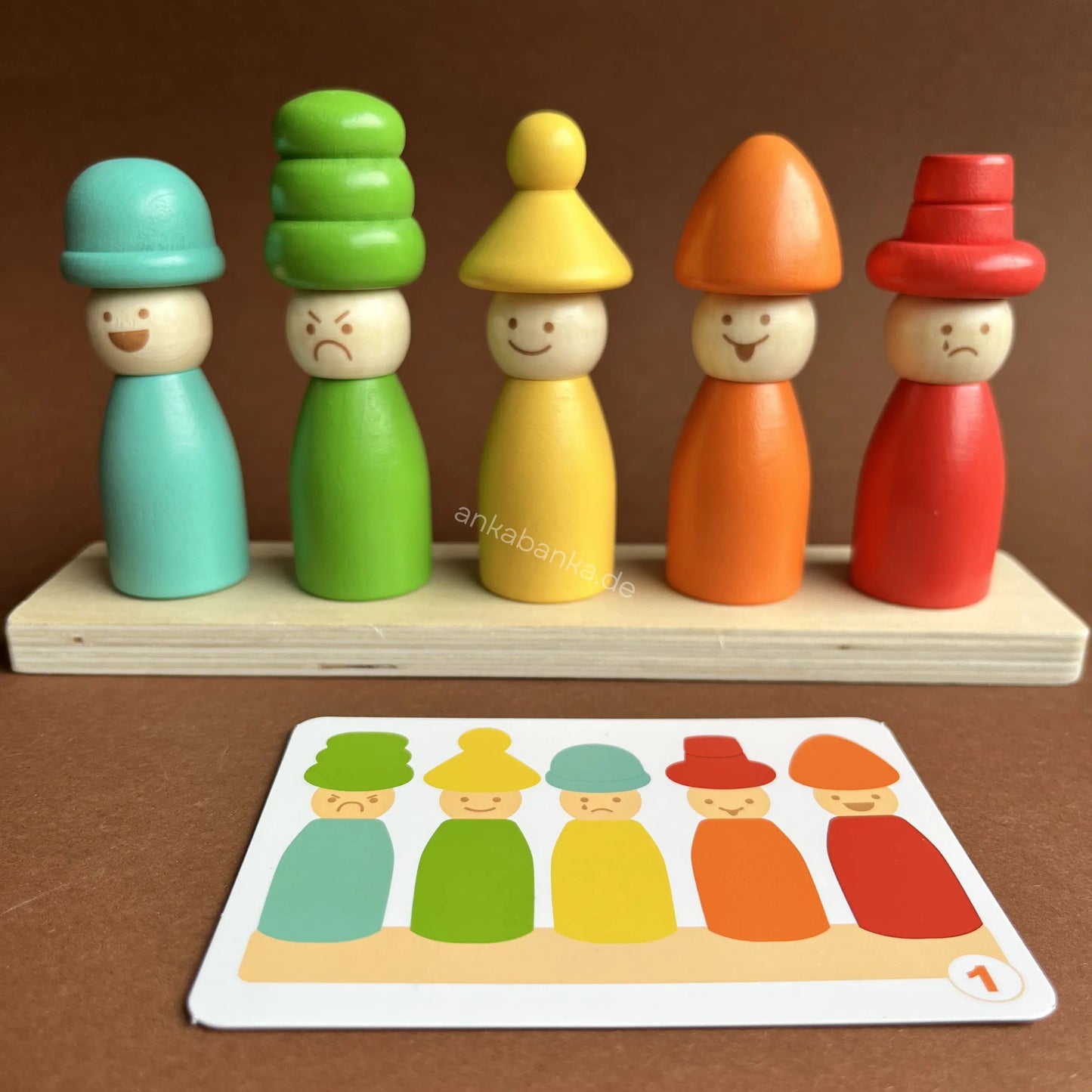 Montessori Spiel Steckspiel Gefühls-Holzpuppen 1