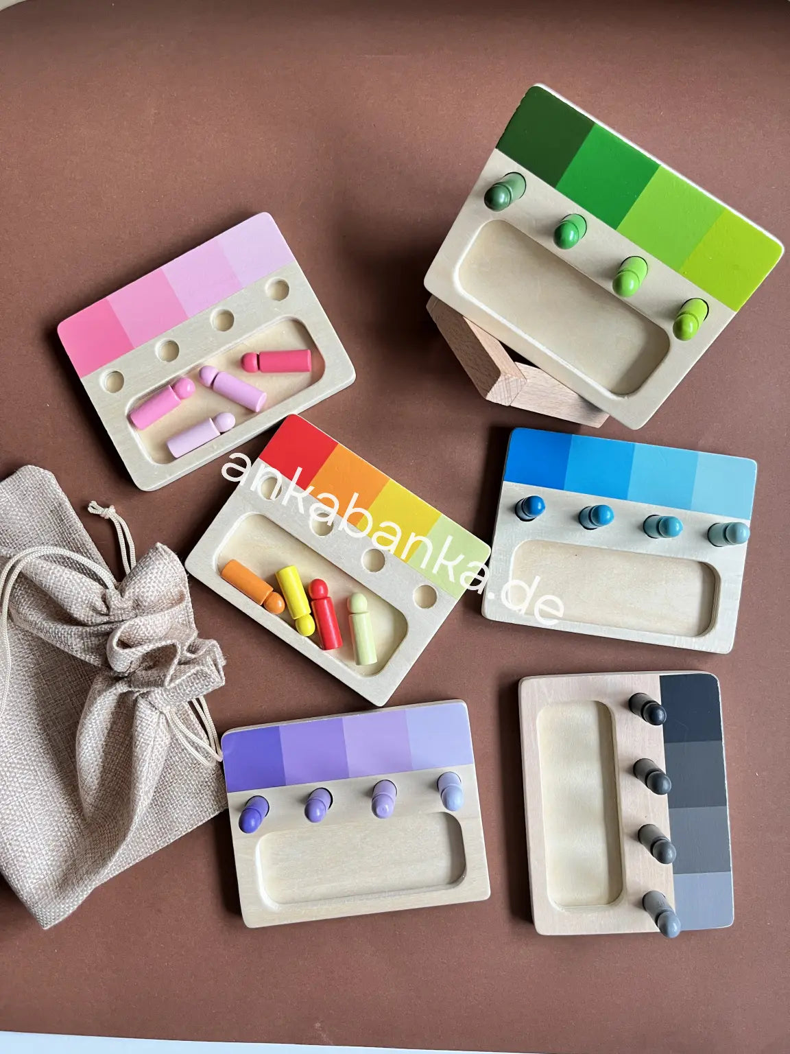 Montessori Zylinder Spiel fur Farben lernen mit 6 Platten