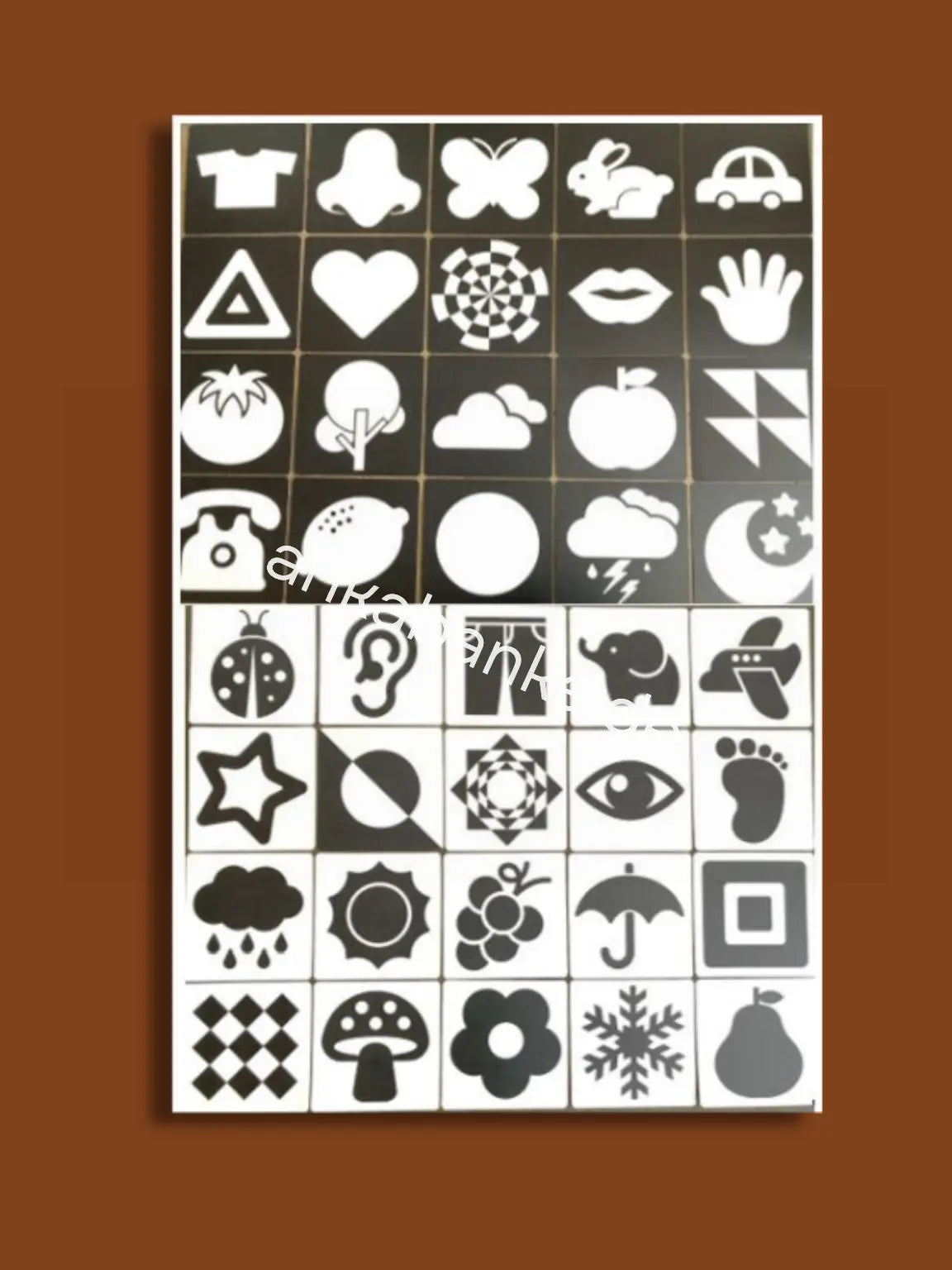 Montessori Schwarz Weiss Karten für Babies bis 3 Monate alt ankabanka